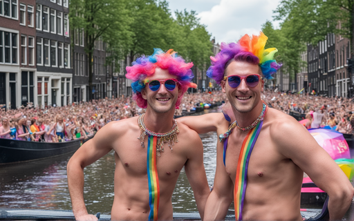 De wereldberoemde Canal Parade vaart voor 27e keer door grachten  van Amsterdam